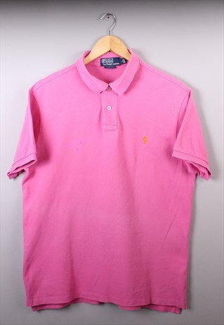 MENS VINTAGE RALPH LAUREN PINK SHORT SLEEVE POLO TOP