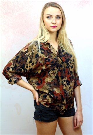 1980S VINTAGE LEOPARD PRINT OVERSIZED SHIRT