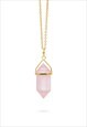 Rose Quartz necklace in silver and 22K gold plated