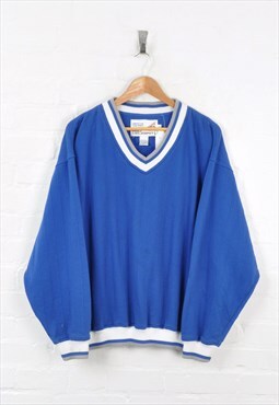 Vintage V Neck Sweater Blue XL