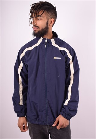 REEBOK MENS VINTAGE TRACKSUIT TOP JACKET LARGE BLUE 90'S