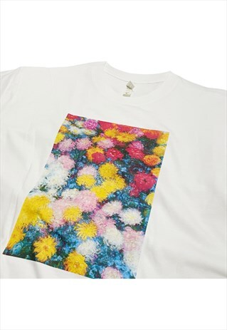 VINTAGE PASTEL ART FLORAL T-SHIRT WITH VIBRANT PRINT