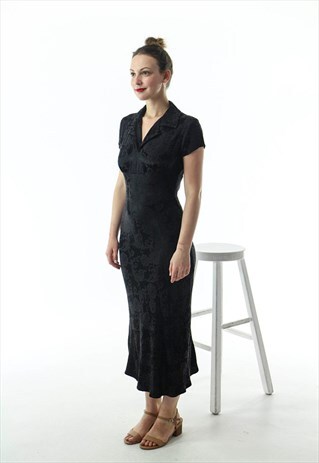 BLACK MAXI DRESS / STRAIGHT SHORT SLEEVE DRESS