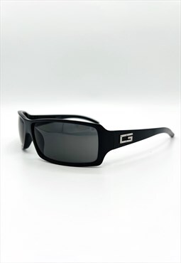 Gucci Sunglasses Rectangle Black Logo Silver Vintage GG 2515