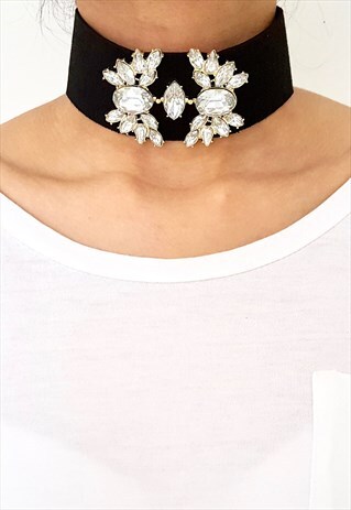 RHINESTONE SUEDE CHOKER
