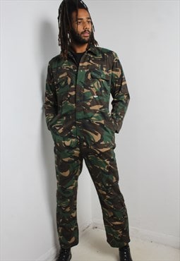 Vintage All In One Camo Workwear Boilersuit Green