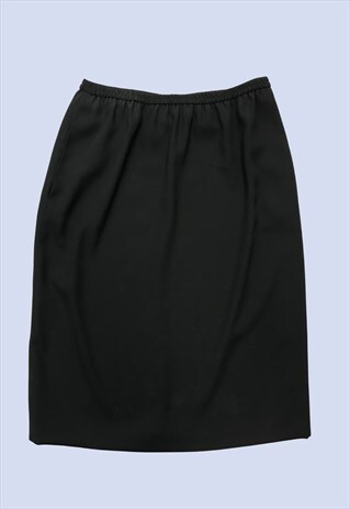 Vintage Skirt Black Knee Length Elasticated 