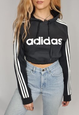 Vintage 90s Cropped Adidas Spellout Hoodie