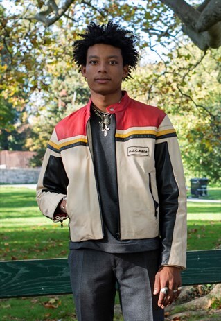 UNISEX VINTAGE 90S 00S Y2K MOTORSPORT BIKER LEATHER JACKET