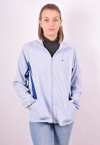 NIKE WOMENS VINTAGE TRACKSUIT TOP JACKET LARGE BLUE 90S