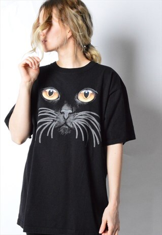 VINTAGE 90S BLACK CAT T-SHIRT