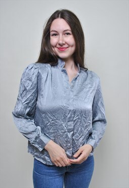Minimalist grey blouse, vintage button up shirt
