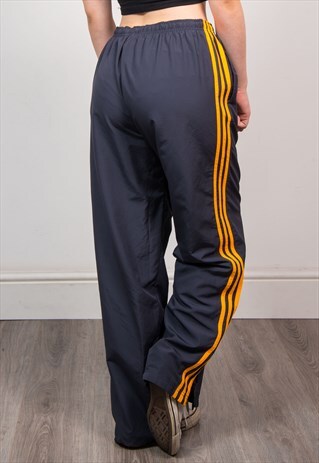 ADIDAS VINTAGE 90'S GREY & ORANGE TRACKSUIT BOTTOMS TROUSERS