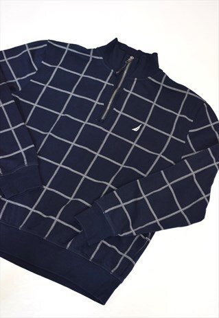 VINTAGE 90S NAUTICA NAVY 3/4 ZIP SWEATSHIRT