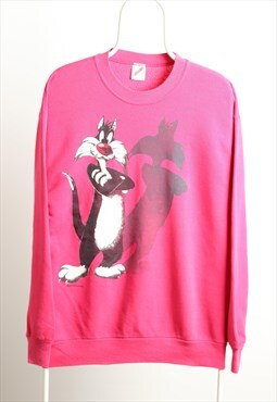 Jerzees Sylvester Vintage Crewneck Print Sweatshirt Pink