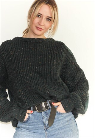 VINTAGE CHUNKY KNITTED IRISH PURE WOOL ARAN JUMPER