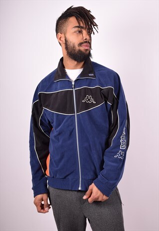 KAPPA MENS VINTAGE TRACKSUIT TOP JACKET LARGE BLUE 90'S