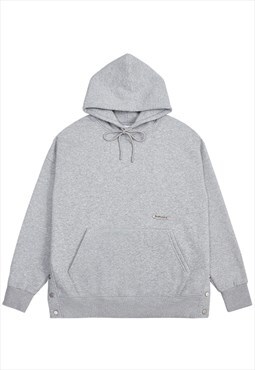 Kalodis Casual Side Slit Breasted Solid Hoodie