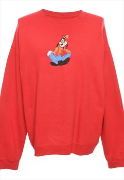 Vintage Red Hanes Embroidered 1990s Cartoon Sweatshirt - L
