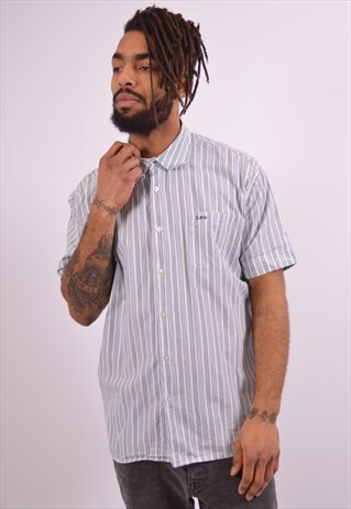 LEE MENS VINTAGE SHIRT XL BLUE STRIPES 90S