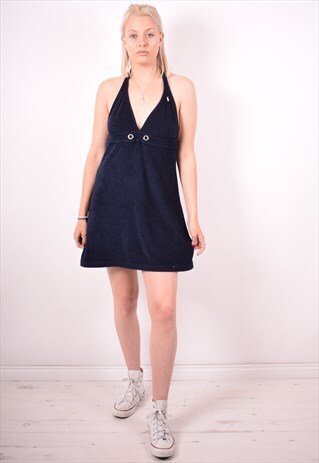 RALPH LAUREN WOMENS VINTAGE HALTER NECK FLEECE DRESS LARGE N