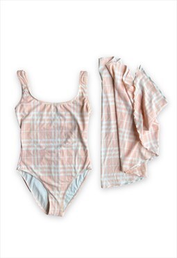 Burberry low back swimsuit swimming costume pink nova check