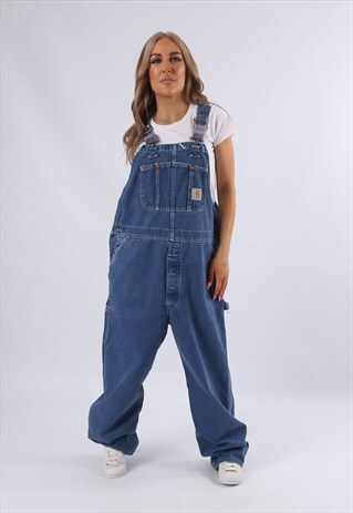 VINTAGE CARHARTT DENIM DUNGAREES PLUS SIZE UK 16 - 18 (B75P)