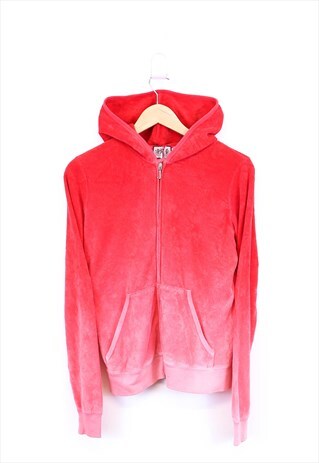 VINTAGE JUICY COUTURE ZIP UP VELOUR HOODIE PINK 90S