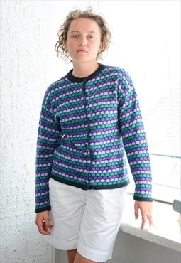 Vintage 80's Purple Patterned Cardigan