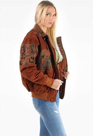 AZTEC FAUX SUEDE SHERPA BOMBER