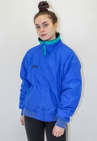 VINTAGE COLUMBIA COAT IN BLUE MEDIUM WITH INNER LINING