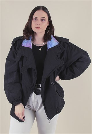 VINTAGE BLACK 90'S PUFFER JACKET /A1043