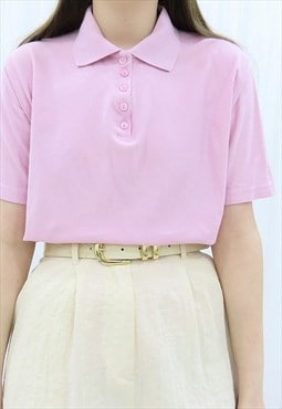 90s Vintage Pink Polo Shirt (Size M)