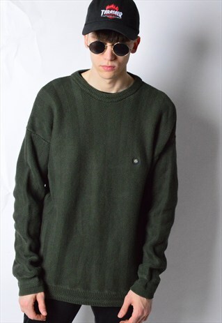 VINTAGE 90S KHAKI GREEN CHAPS RALPH LAUREN JUMPER