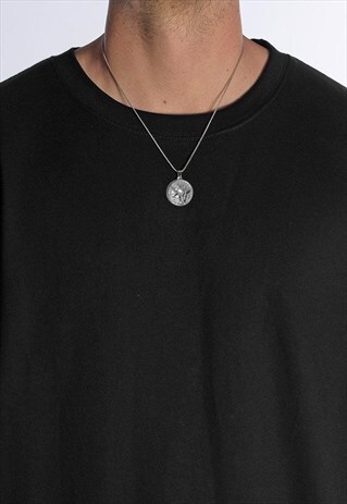 20" ANGEL FACE GOD PENDANT NECKLACE CHAIN - SILVER