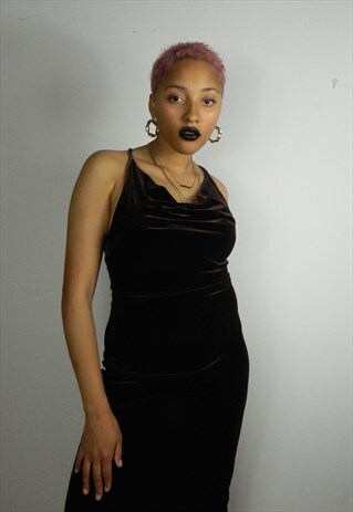 VINTAGE BROWN VELVET EVENING DRESS