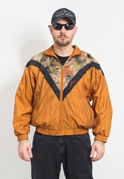 Vintage 90's track jacket shell bomber printed men size M 