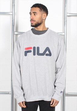 Vintage Fila Sweatshirt in Grey Pullover Sports Jumper XXL