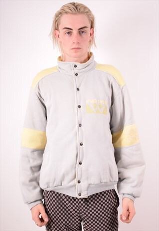 MENS VINTAGE VARSITY JACKET XL GREY 90S