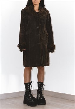 Vintage Faux Fur Leather Afghan Coat