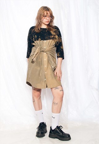 Vintage shirt dress Reworked bleached one-off deconstructed
