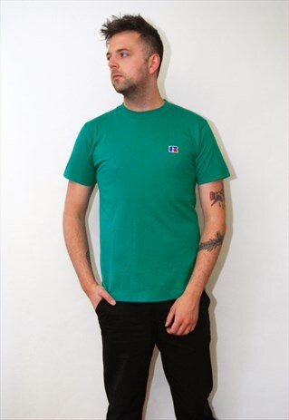 VINTAGE RUSSELL T-SHIRT (M) ATHLETIC 80S EMBROIDERED SPORTS