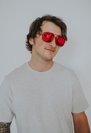 Cool Metal Sunglasses in Red with Red Mirror lens