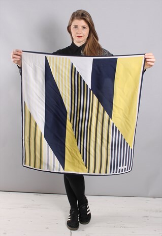 VINTAGE 60S LEONARDI GEOMETRIC STRIPE PATTERNED SCARF