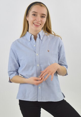 VINTAGE 90S BLUE RALPH LAUREN SHORT SLEEVE SHIRT