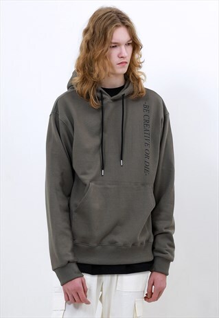 ORIGINAL SLOGAN HOODIE-KHAKI