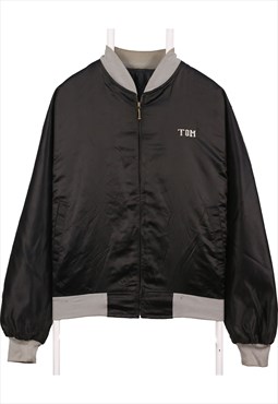 Tom 90's Nylon Shell Back Print Bomber Jacket Large Black