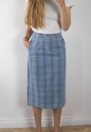 VINTAGE CHECKED MIDI SKIRT