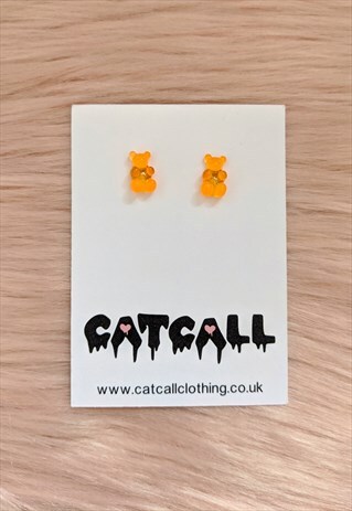 GUMMY BEAR STUD EARRINGS IN ORANGE