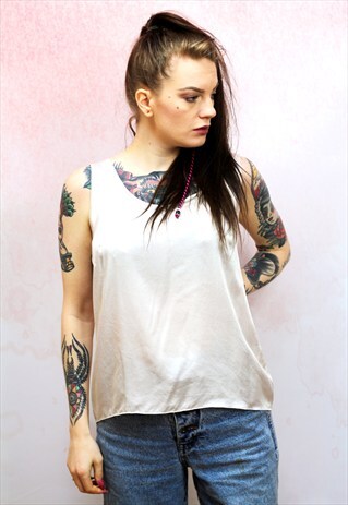 1990S VINTAGE CREAM PURE SILK VEST TOP